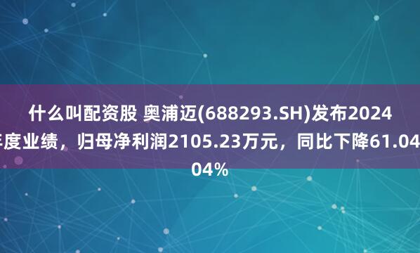 什么叫配资股 奥浦迈(688293.SH)发布2024年度业绩，归母净利润2105.23万元，同比下降61.04%