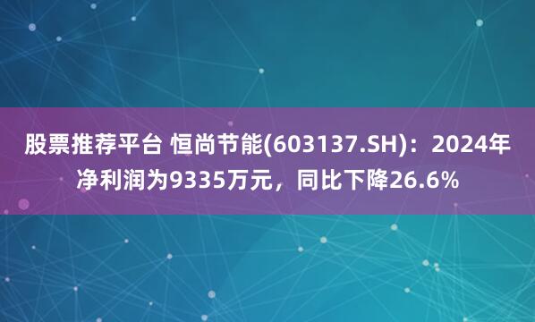 股票推荐平台 恒尚节能(603137.SH)：2024年净利润为9335万元，同比下降26.6%