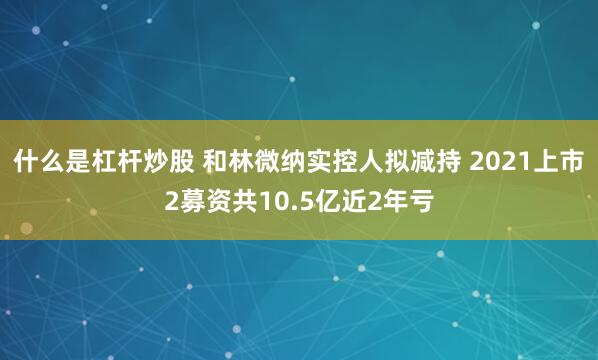 什么是杠杆炒股 和林微纳实控人拟减持 2021上市2募资共10.5亿近2年亏